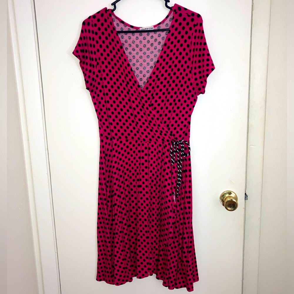 Hot pink polka dot dress